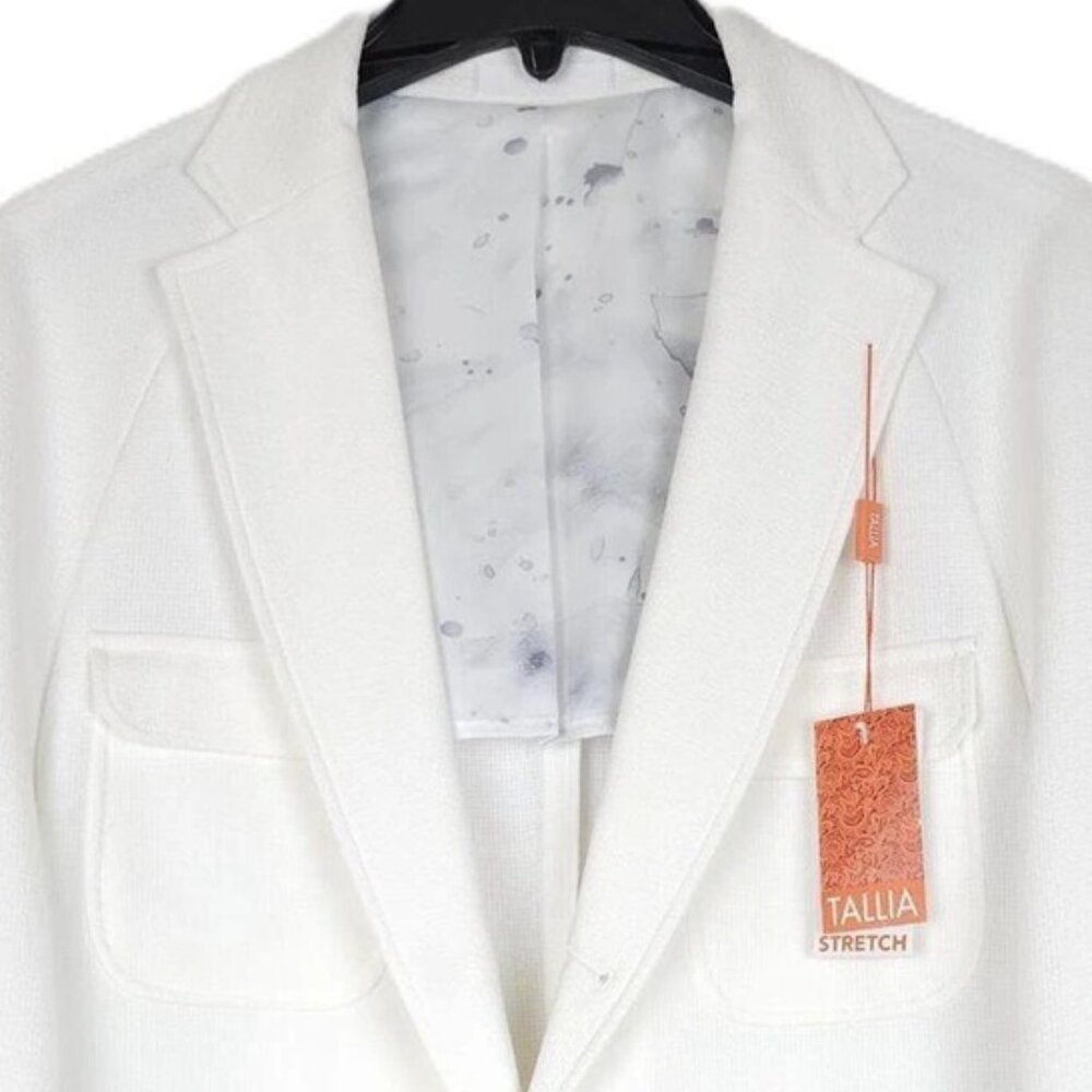 Tallia Mens Slim Fit Sport Coat Blazer 48R White Lightweight Boxy Raglan NWT - Picture 4 of 6
